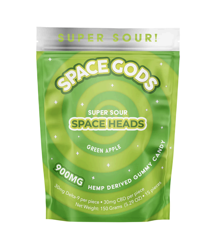 Space Gods Gummies 900mg Delta-9 & CBD 15ct / Super Sour Green Apple